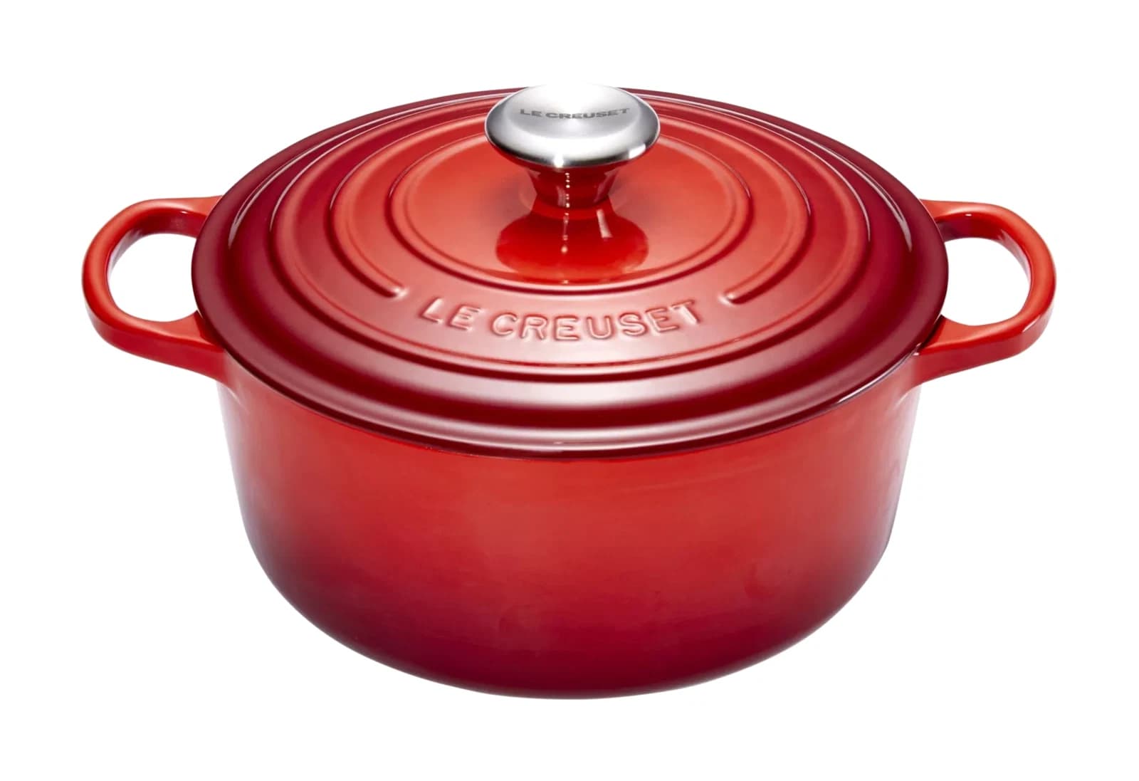 Cocotte ronde en fonte émaillée rouge cerise