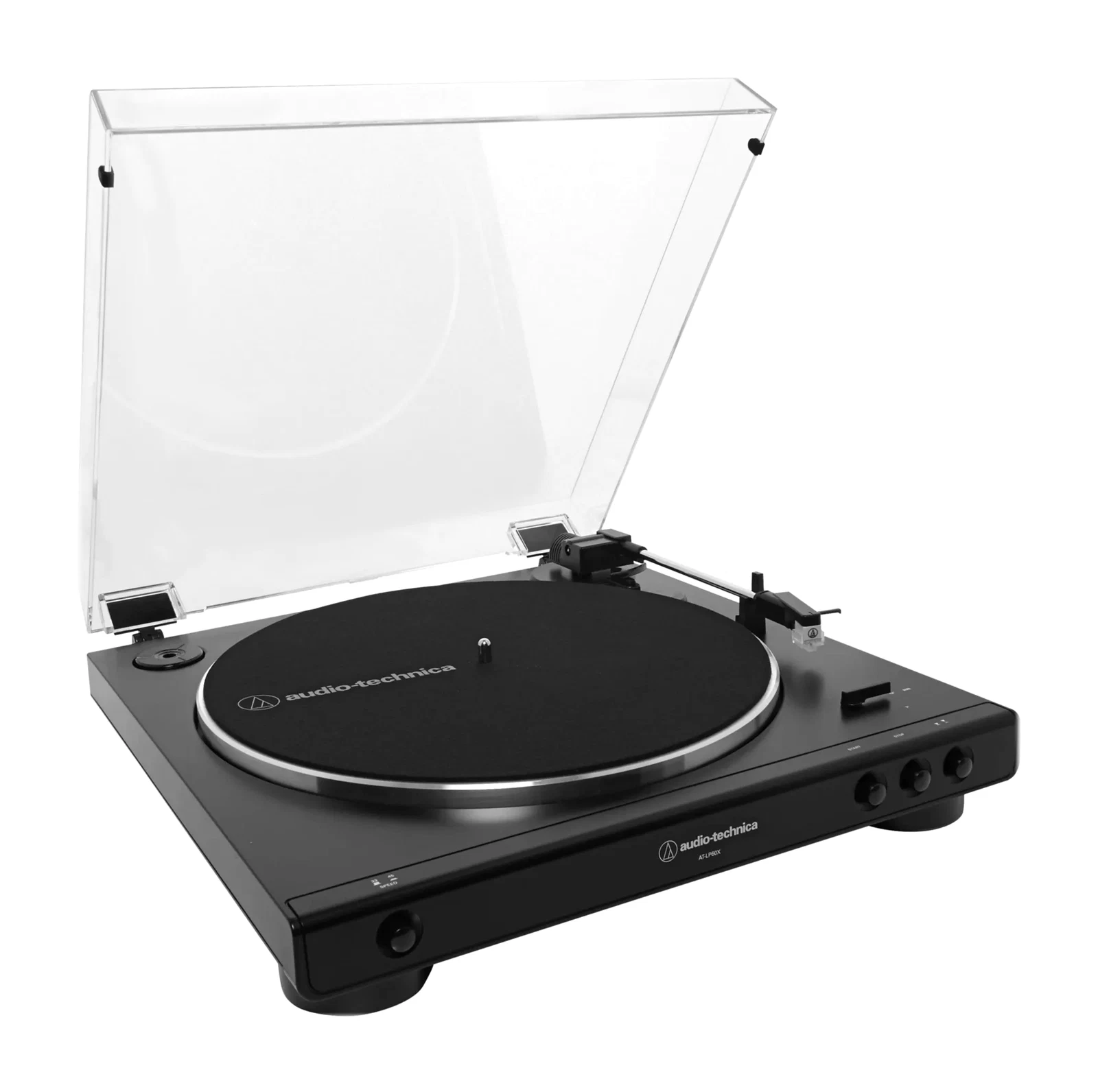 Platine vinyle noire et son couvercle