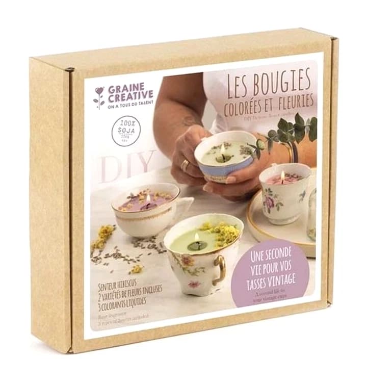 Kit DIY Bougies colorées et fleuries - Graine Créative