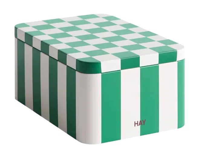 Boîte Tin à damier vert