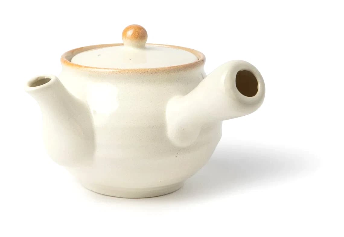 Théière kyusu Rokubei Konahiki blanche avec filtre 450ml ⋅ Touga