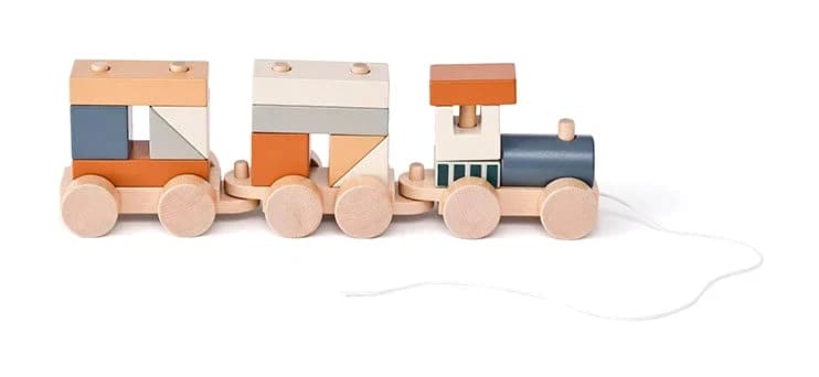 Train en blocs marron