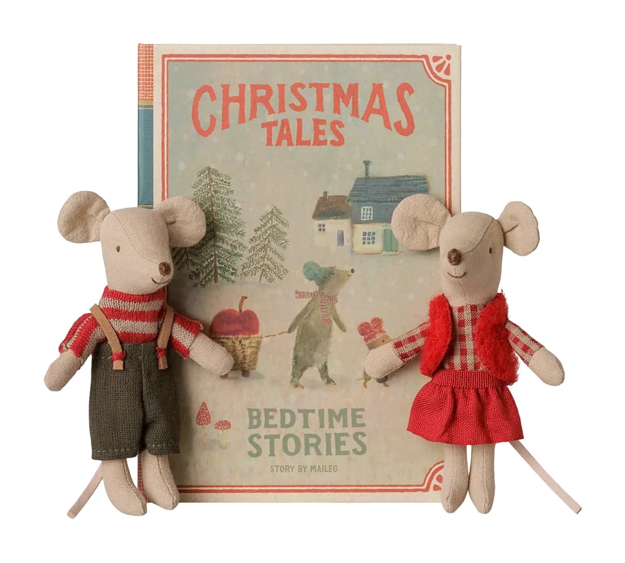 Jumeaux souris de Noël, Petite sœur et Petit frère dans leur coffret livre