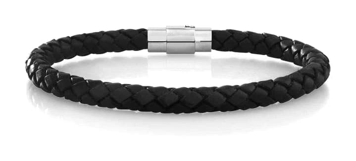 Bracelet en cuir tressé et acier