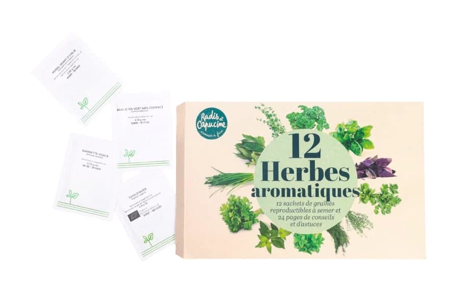 Coffret 12 herbes aromatiques à cultiver Radis et Capucine