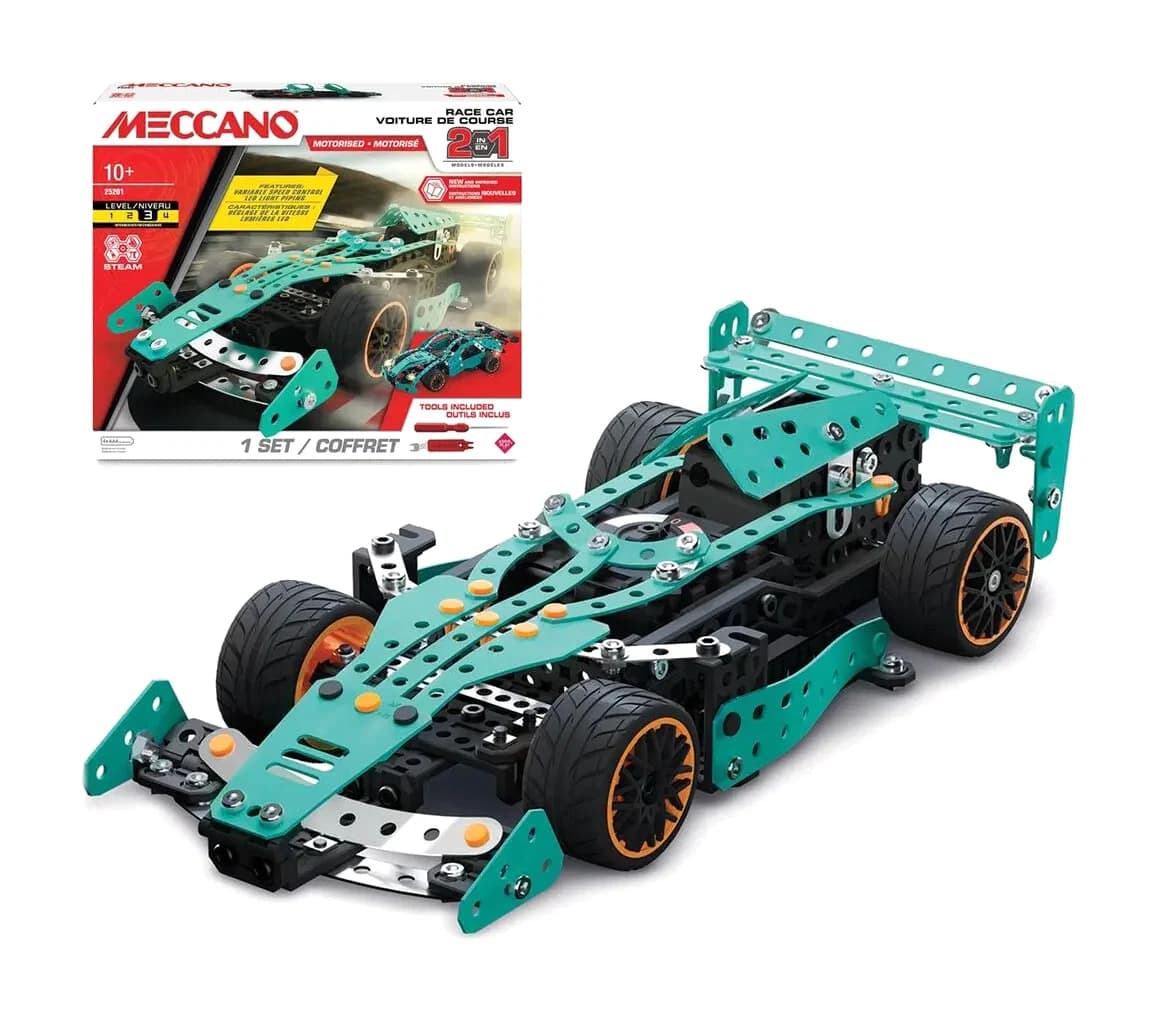 MECCANO - VOITURE DE COURSE MOTORISEE 2 EN 1
