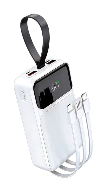 Batterie externe 20 000 mAh avec câbles intégrés et charge rapide